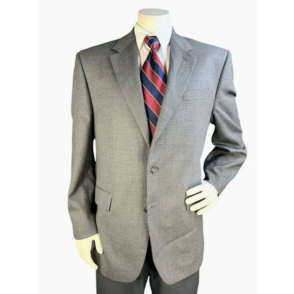 Lauren Ralph Lauren Mens 44R Blazer Wool Jacket Houndstooth Sport Coat